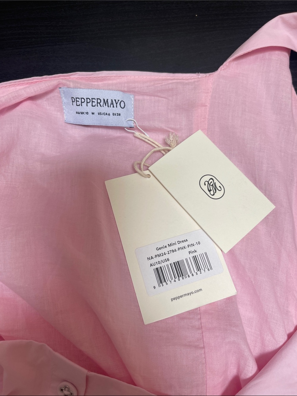 Peppermayo Genie Mini Dress Baby Pink 100% Cotton Fit & Flare Drop Waist Sz 6 - Picture 3 of 17